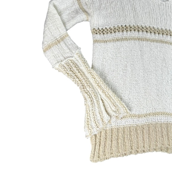 Elan Women’s Open Knit V-Neck Sweater Beige Pullover In Size Medium - Picture 2 of 9